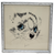 Vintage silver framed 5" x 5" lithograph of a blue eyed fox by Leslie.  The litho was produced by STAPCO NY in the early 1980's and is the face of a fox in black and white with blue eyes.