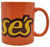 Galerie Reese's Peanut Butter Ceramic Coffee Mug, orange mug with bold black and yellow Reese's logo design.