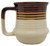 Unknown Vintage Brown & Cream Ceramic Mug With D Handle Made in Taiwan, ceramic mug featuring a brown top, cream bottom, and striped design