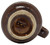 DCC Pottery Vintage DCC Bell-Shaped Brown Diner Ceramic Coffee Mug, top view showing brown glazed exterior and inner design.