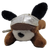 Hershey's Kisses Dexter the dog plush keychain by Kurt S. Adler.  Dexter is 3-inches long and 2-inches wide and is a brown dog with white face.  He is wearing a silver Hershey's Kisses hat.