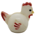 Fisher-Price Original Little People Chicken / Henrietta Hen with Hong Kong under left wing.  The chicken is white with black dot eyes / yellow beek / red wings and feathers.  This is the first type of chicken made by Fisher-Price.