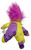 Russ Berrie & Co Russ Berrie Jester Clown 5" Troll with purple hair, plush toy dressed in yellow and purple clown costume.