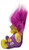 Russ Berrie & Co Russ Berrie Jester Clown 5" Troll with purple hair, dressed in purple and yellow clothing, plush toy