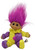 Russ Berrie & Co Russ Berrie Jester Clown 5" Troll with purple hair, yellow and purple costume, plush doll