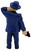 Applause 1990 Disney Dick Tracy Itchy 3.75-inch PVC figure, back view of a figurine dressed in a blue suit and hat, holding a black pistol, detailed toy collectible.