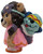 Applause 1985 Hanna-Barbera Paw Paws Laughing Paw with PaPooch PVC Figure, colorful cartoon-style figurine featuring a smiling puppy with a rainbow hat and a girl with brown hair, purple bow, pink dress, and glasses.