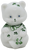 Fenton Milk Glass bear figurine with green shamrocks and hand painted by S. Enoch.  The white bear is 3.5-inches tall and has shamrocks painted on front and one on leg that has rhinestone on the center.