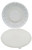 Vintage Tupperware Jel-Ring Mold 3-Piece Speckled White, clear and white speckled plastic mold with three interconnected rings and a smooth white base.