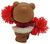 Russ Berrie & Co Russ Berrie Cheerleader Bear 2.25" PVC Figure, a small bear figurine dressed as a cheerleader with red pom-poms and a white skirt.