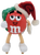 M&M's talking animated Christmas candy dish featuring the Red M&M with green sack and a red Santa hat.  The Red M&M has on/off switch on the back of the sack and stands 6-inches tall.