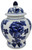 Unknown Blue and White Porcelain Ginger Jar With Chinoiserie Floral Design, intricate blue floral patterns on a white ceramic jar with a lid and finial.