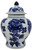 Unknown Blue and White Porcelain Ginger Jar With Chinoiserie Floral Design, decorative ginger jar featuring traditional blue floral motifs on white porcelain with a matching lid.