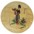 Unknown Vintage Magu Presents Longevity Woven Bamboo Hand Painted 10.75 Inch Plate, traditional Asian artwork depicting a woman in colorful attire holding a tray of fruit and flowers.