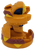 McDonald's Happy Meal Toy of Quarter Pounder from the 1987 McDonald's Changeables series of toys. The Quarter Pounder opens up and reveals a blue robot with yellow face. The series contains 6 different McDonald's foods that transform into robots. McDonald's offered the series to appeal to the Transformers popularity.