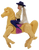 Mcdonald's Happy Meal Toy of Cool Country Barbie from the 1995 Barbie / Hot Wheels series of toys. Barbie is riding a tan horse wearing purple hat and pants with pink shirt and saddle. The series contains 8 different Barbies and 8 different Hot Wheels and was available August 1-31, 1995.