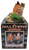 Vintage Halloween Figurines that is hand painted and hand crafted candle stick holder featuring a scarecrow and Jack-O-Lantern. The taper stick candle holder is made of resin and stands 3-inches tall.