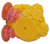 Playskool Baby 1992 squeeze toy of a 5-inch tall Big Bird reading a book from Sesame Street. Big Bird is in a seated position reading a blue book with pink ABC on the front cover.