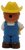 Boley replacement figure of the farmer from the My First Tractor set for ages 3 & Up. The hard plastic male figure stands 2.75-inches tall and is wearing blue overalls over a white shirt. The farmer is wearing a yellow cowboy hat and brown boots.