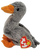 Ty Beanie Baby of Honks the Goose from 1999. The Goose is grey with orange beak and feet. Honks is 6.5-inches high and 6-inches long.