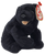 Ty Beanie Baby of Cinders the black bear from 2000. The black bear is a realistic design black bear. The bear is 5-inches long by 4.25-inches tall and was born 04/30/00 and retired 05/09/01.