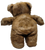 Vintage Goffa International brown Teddy Bear with polka dot bow that is 16-inches long. The bear has soft textured fur and is wearing a dark brown polka dot bow.