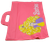 Vintage Barbie pink vinyl tote/bag/purse featuring a blonde Barbie wearing a yellow top and purple jacket and hair clip. The bag is 14-inches wide by 11.5-inch high by .25-inches thick flat.