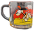McDonald's 1987 Garfield glass mug "Use Your Friends Wisely" that has Garfield riding a skateboard being pulled by a reluctant Odie. The series of 4 mugs were available to purchase for .69 with any purchase. Garfield is a fictional American cat and the protagonist of the comic strip of the same name, created by Jim Davis. Garfield is portrayed as a lazy, fat, cynical and self-absorbed orange tabby Persian cat.