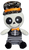 Toy Factory 18-inch Halloween Skeleton plush wearing a top hat and orange bowtie recommended for ages 3 & up . The skeleton is in a seated position and measures 18-inches tall to top of hat. The skeleton plush is 12-inches wide and 9-inches deep. Use as decor or let someone enjoy holding the soft plush.