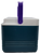 Vintage 1990's Igloo Polar Six cooler that will hold a six-pack of beverages or food. The body of the cooler is teal with white lid and purple handle. The lid flips open to reveal a 9-inch wide by 6.5-inch deep by 6-inch high area. The overall cooler size is 10.25-inches wide by 7-inches deep by 7.25-inches High.
