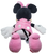 Disney Store Minnie Mouse soft plush wearing a dink dress, shoes and hair bow with white polka dots. Minnie is 14-inches tall in seated position as designed, and 18-inches long lying down. She is soft and was Made in Vietnam.