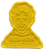 McDonald's 1980 yellow plastic cookie stamp featuring Ronald McDonald from the shoulders up. Ronald McDonald is a clown who is the primary mascot of the McDonald's all-American restaurant chain for over 50 years. The cookie stamp is 3.5-inches by 3.25-inches in size with a depth of 1/4-inch.