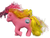 Vintage Hasbro 1987 G1 My Little Pony Princess Ponies Princess Sunbeam. Princess Sparkle is a pink pony with yellow and purple glitter hair and Amethyst in a silver circle on body. Princess Sunbeam was Made in China.