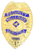 Vintage obsolete Wells Fargo Security Services officer badge made of brass. The badge has blue enamel and features horse and eagle design and is 3.25-inches by 2.25-inches in size.