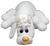 Vintage TONKA Pound Puppies Furries of a white poodle with collar. The Pound Puppy is 18" long and is furry. The Poodle is wearing a pink ribbon on top of head and has brown collar with Pound Puppies on the collar.