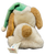 Vintage 1980 Wallace Berrie & Co small bean bag plush of Cream Puff a sleeping puppy. Cream Puff is 5-inches long with pink snout and wearing a green Santa hat. The bean bag plush was Made in Korea.