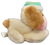 Vintage 1980 Wallace Berrie & Co small bean bag plush of Cream Puff a sleeping puppy. Cream Puff is 5-inches long with pink snout and wearing a green Santa hat. The bean bag plush was Made in Korea.