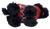 CHOSUN International black Scottish Terrier plush dog wearing a red, white and black argyle sweater. The terrier stands 10-inches tall and is 14-inches long and 6-inches wide. The plush has a realistic look and feel