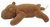 GANN 8-inch long brown dog laying down that is solid brown with dark brown eyes. The stuffed animal is very soft and was Made in China.