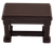 Fisher-Price doll house decorator set #258 music room FPT1981 piano stool. The music room set included piano, stool and entertainment center. Dark brown piano stool that stands on four elegant legs that match the piano legs. The bottom of the stool has an I-shaped connector to give the legs extra support. The bottom of the stool is marked "F-P TOYS, MADE IN HONG KONG". Measures 1-1/2" wide, 1" tall, 7/8" deep.