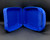Hershey's Chocolate World souvenir plastic mini lunchbox by Whirley Industries. The case is blue with picture of the Hershey's Chocolate bar, Reese's Peanut Butter Cups and Hershey's Kiss riding the Chocolate World ride. The case is 5.5-inches wide x 7.25-inches tall x 3-inches high and Made in United States.