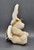 Moondust Goodspeed bunny rabbit hare ornament #5624-08 by Boyds Bears. The plush ornament is posable and was introduced in 1999 and now retired. Moondust Goodspeed is 5 1/2-inches tall and is wearing gold ribbon on head and gold buttons on chest.