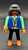 Geobra the German manufacture of Playmobil 2002 pirate figure (part #3009530) from 3127 Pirates Superset 3-inch tall figure for ages 3+. The figure is wearing a green shirt with blue vest and black pants. The figure is missing his red headband (part #30096640).