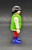 Geobra the German manufacture of Playmobil 1992 white male with mustache 3-inch tall figure for ages 4+. The figure is wearing a red pants, purple boots, white shirt and green vest. Figure is missing his hat and accessories.