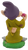 Disney's Snow White and the Seven Dwarfs 2.5-inch tall Dopey PVC figure. Dopey is holding a pink ruby gem while wearing his signature purple hat and lime green tunic. Dopey is the youngest and most childlike of the dwarfs. He's mute, clumsy, and often serves as the comic relief of the group.