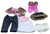 Our Generation 18" Blonde Curly Hair Girl Doll in Pink & Leopard Outfit - Stylish Adventure Companion, doll clothing and accessories set displayed on a white background, including a pink leopard-print cape, pink boots, black pants, white top, socks, and coordinating accessories.