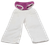 American Girl white wide-leg sailor pants and magenta bottoms. The pants are white with grey stripes and magenta bottoms. The pants have 3 white buttons on each side and the bottoms have white lace trim at legs.