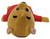Disney Vintage 1960's Disney's Winnie The Pooh Stuffed Animal, close-up of a worn golden plush Winnie the Pooh wearing a red shirt, with black embroidered facial features and pink paw pads against a white background.