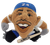 Silly Slammers caricature of MLB Hall of Fame baseball player Ken Griffey Jr. during his iconic run with the Seattle Mariners. He wears his signature backward blue baseball cap embroidered with his jersey number "24". The caricature holds a miniature plush baseball bat printed with his nickname, "JUNIOR". Produced by GGI, Silly Slammers were pellet-filled beanbag toys designed to compete with Beanie Babies. When thrown or slammed against a hard surface, an internal sound box triggers funny voice lines or sports-related catch phrases.