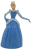 Disney's Cinderella PVC figure that stands 3.75-inches tall at highest point. She wears a blue ballgown with matching long gloves and a textured white base. Cinderella is holding her blue ballgown in the air with her left arm.
